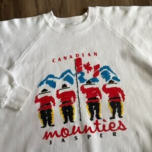 Vintage Canada Mounties Sweatshirt Men's Size L White 1980s RCMP Mounted Police